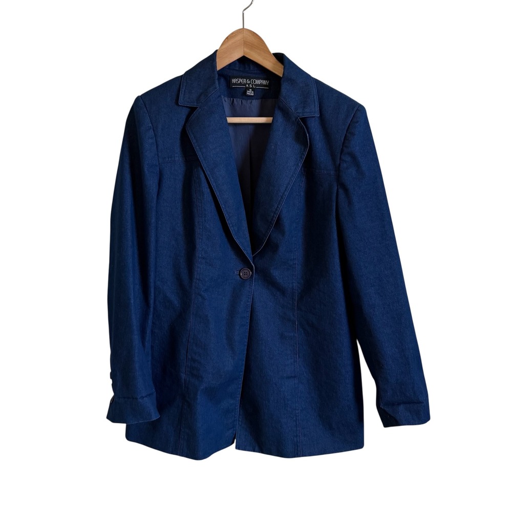 Kasper‎ & Company Denim Blazer - Buttoned Front, Fitted Jacket, Women's Size 8
